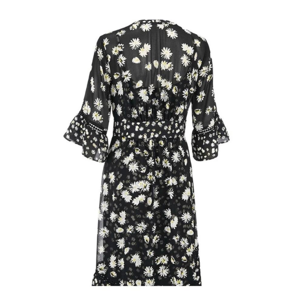 CAbi Daisy Print 2 Piece Chiffon Dress/Duster Wrap Black & White Sz L COTTAGE - Picture 6 of 16